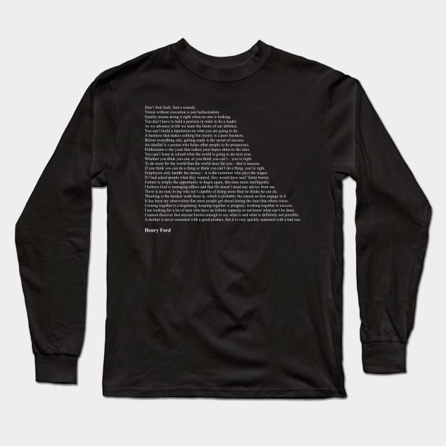 Henry Ford Quotes Long Sleeve T-Shirt by qqqueiru